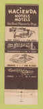 Matchbook Cover - Hacienda Hotels Motels Las Vegas NV Bakersfield Indio CA
