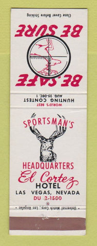 Matchbook Cover - El Cortez Hotel Casino Las Vegas NV Hunting Safety