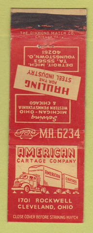 Matchbook Cover - American Cartage Trucking Cleveland OH WEAR