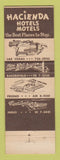 Matchbook Cover - Hacienda Hotels Motels Las Vegas NV Bakersfield Indio CA