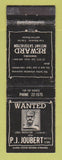 Matchbook Cover - PJ Joubert Liquor Store South Africa Johannesburg WEAR