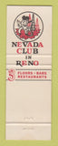 Matchbook Cover - Nevada Lodge Casino Lake Tahoe NV