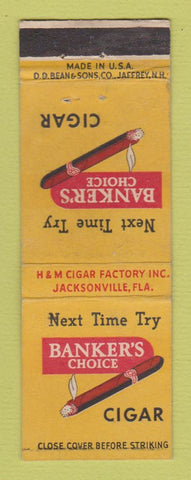 Matchbook Cover - Banker's Choice Cigars Jacksonville FL H&M DD Bean WEAR