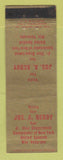Matchbook Cover - Jos Beddy United Spanish War Vets Vice Commander NY WORN BACK