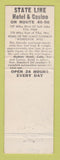 Matchbook Cover - State Line Hotel Casino Wendover NV