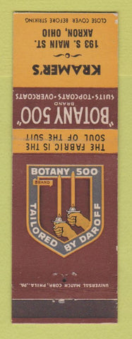 Matchbook Cover - Botany 500 Men's Clothes Kramer's Akron OH