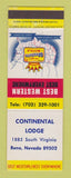 Matchbook Cover - Continental Lodge Best Western Reno NV