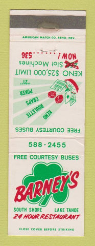 Matchbook Cover - Barney's Casino Lake Tahoe NV WEAR
