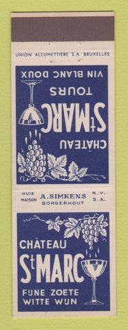 Matchbook Cover - Chateau St Marc Wine Belgium A Simkens