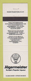 Matchbook Cover - Jagermeister Liquor Recipes