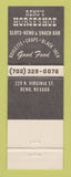 Matchbook Cover - Horseshoe Casino Reno NV