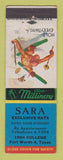 Matchbook Cover - Sara Hats Fort Worth TX