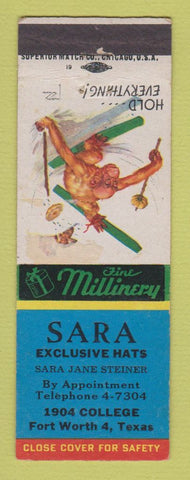 Matchbook Cover - Sara Hats Fort Worth TX