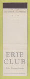 Matchbook Cover - Erie Club Erie PA