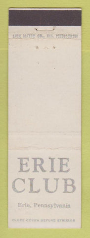 Matchbook Cover - Erie Club Erie PA