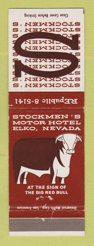 Matchbook Cover - Stockmen's Motor Hotel Elko NV casino