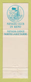 Matchbook Cover - Nevada Lodge Casino Lake Tahoe NV Reno