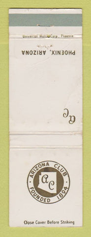 Matchbook Cover - Arizona Club Phoenix AZ WORN