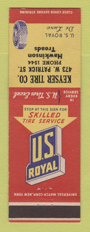 Matchbook Cover - US Royal Tires Keyser Hawkinson Treads