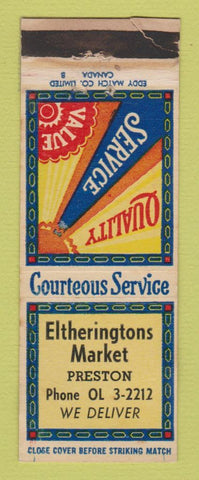 Matchbook Cover - Eltheringtons Market Preston ON WORN