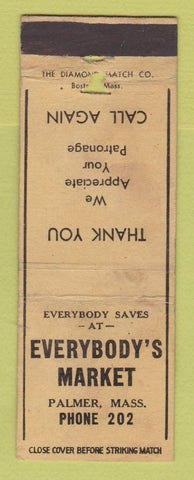 Matchbook Cover - Everybody's Market Palmer MA POOR