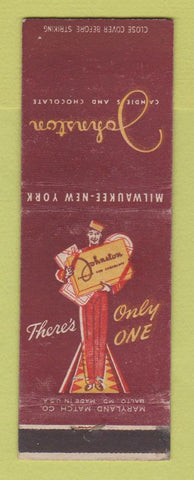 Matchbook Cover - Johnston Candy Chocolate Milwaukee WI New York City WORN BACK