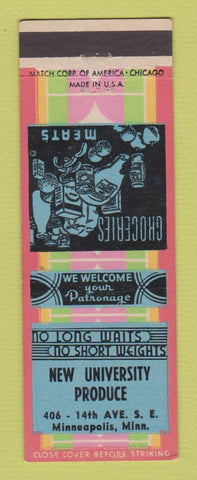 Matchbook Cover - New University Produce Grocery Minneapolis MN