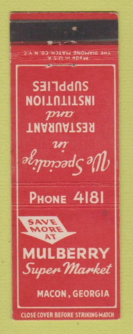 Matchbook Cover - Mulberry Super Market Groceyr Macon GA