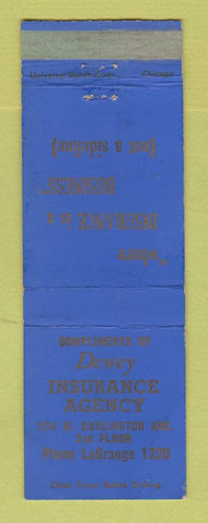 Matchbook Cover - Dewey Insurance Agency La Grange? IL? WEAR