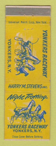 Matchbook Cover - Yonkers Raceway Horse Racing Yonkers NY Harness WORN BACK