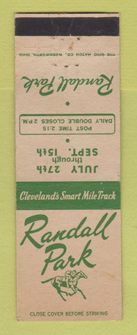 Matchbook Cover - Randall Park Horse Racing Cleveland OH WORN BACK