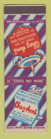 Matchbook Cover - Chez Ami Theatre Restaurant Buffalo NY girlie