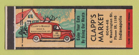 Matchbook Cover - Clapp's Market Indianapolis IN delivery truck
