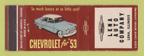 Matchbook Cover - 1953 Chevrolet Lena IL