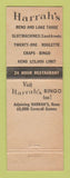 Matchbook Cover - Harrah's Casino Lake Tahoe Reno NV Full Length