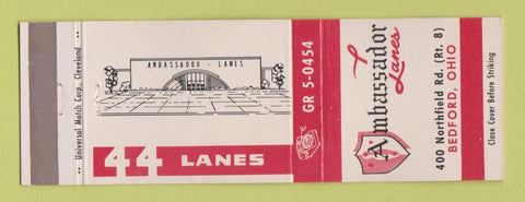 Matchbook Cover - Ambassador Lanes Bowling Bedford OH billiards