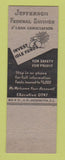 Matchbook Cover - Jefferson Federal Savings and Loan Washington DC