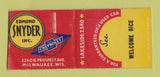Matchbook Cover - Edmund Snyder Chevrolet Milwaukee WI WORN BOBTAIL