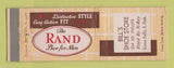 Matchbook Cover - Rand Men's Shoes Bill's Sioux Falls SD