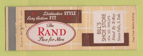 Matchbook Cover - Rand Men's Shoes Bill's Sioux Falls SD