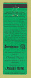 Matchbook Cover - Lambert Motel Clintwood VA Perkins Americana GREEN