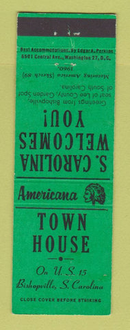 Matchbook Cover - Town House Bishoville SC Perkins Americana GREEN