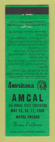 Matchbook Cover - AMCAL Match Club Fresno CA 1959 Perkins Americana GREEN