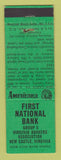 Matchbook Cover - 1st National Bank New Castle VA WEAR Perkins Americana GREEN