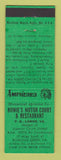 Matchbook Cover - Bowie's Motor Court Bowling Green VA Perkins Americana GREEN