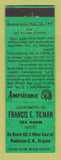 Matchbook Cover - Francis Tilman Tea Room Powhatan VA Perkins Americana GREEN