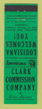 Matchbook Cover - Clark Commission Benton LA Perkins Americana GREEN