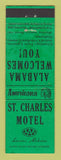 Matchbook Cover - St Charles Motel Luverne AL WEAR Perkins Americana GREEN
