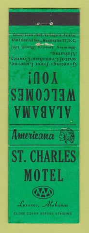 Matchbook Cover - St Charles Motel Luverne AL WEAR Perkins Americana GREEN