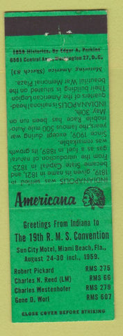 Matchbook Cover - RMS Convention Miami Beach FL 1959 Perkins Americana GREEN